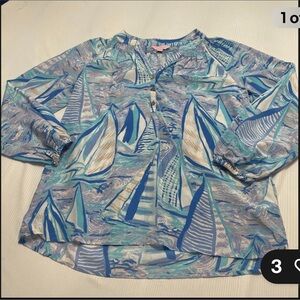 Lilly Pulitzer size L Light Lilac Verbena About Time sailboat print